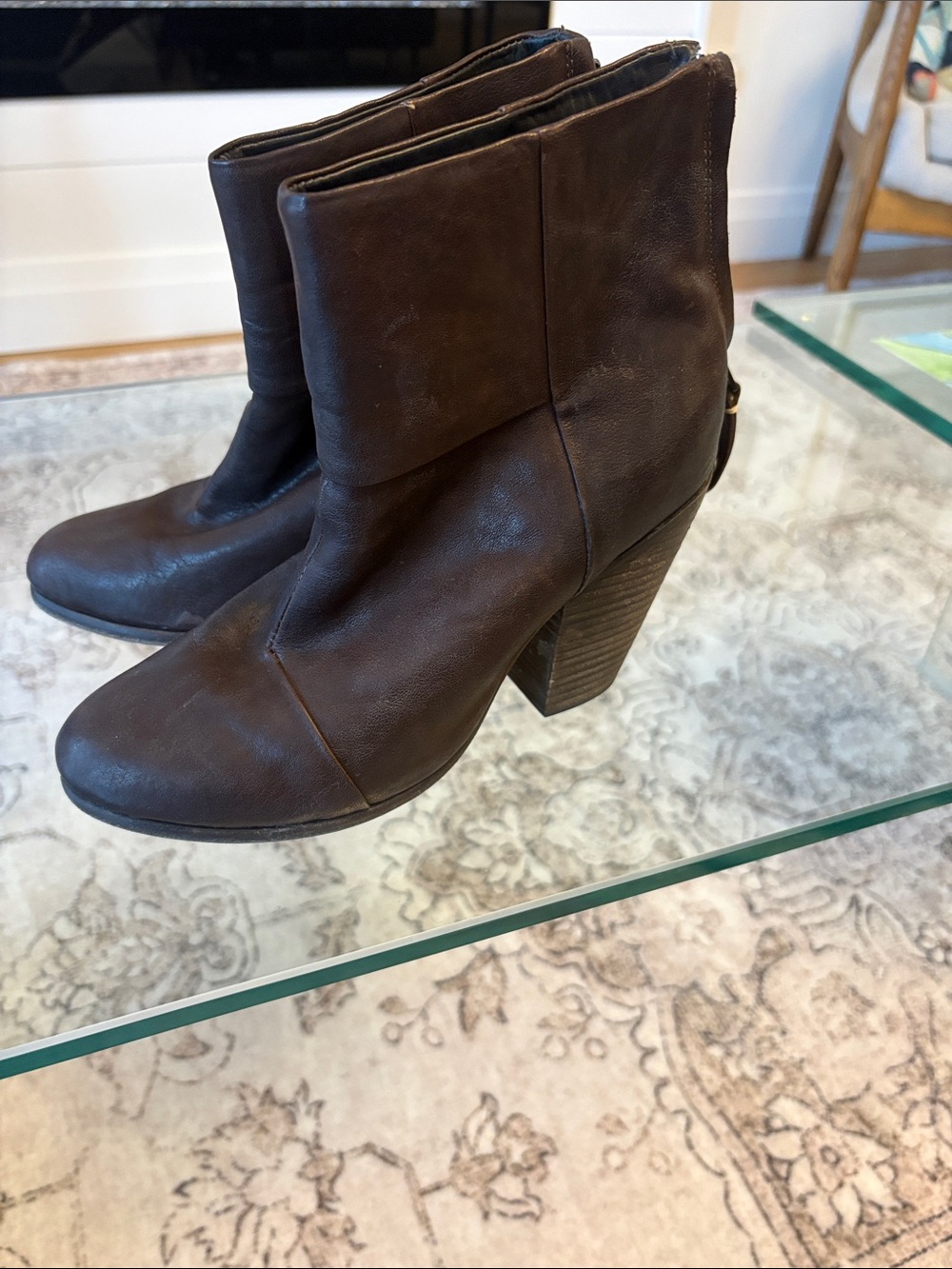 Rag & Bone - Newbury Women’s Brown Leather High Heel Ankle Boots - Size 38
